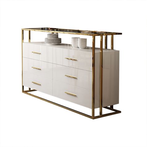 Post-modern Rectangular Buffet Sideboard with Shelves & Drawers White Kitchen Cabinet, White Sectional Sofa, Decoration Buffet, Cabinet With Shelves, Style Sideboard, Sideboard Decor, White Sectional, Buffet Sideboard, White Sideboard