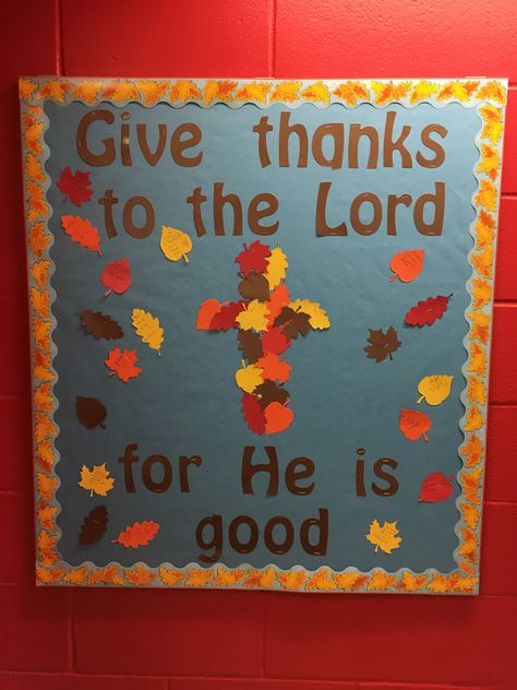 Thanksgiving Bulletin Board Ideas Church, Thanksgiving Christian Bulletin Boards, Give Thanks Bulletin Board Ideas, November Classroom Door Ideas, Thanksgiving Church Bulletin Boards, Christian Thanksgiving Bulletin Boards, Thanksgiving Bulletin Boards Preschool, Fall Sunday School Bulletin Boards, Fall Church Bulletin Boards