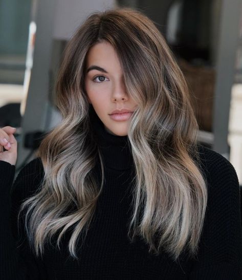 Beige Blonde and Ash Highlights in Brown Hair Ash Brown And Blonde Hair, Brown With Ash Blonde Highlights, Brown With Ash Blonde, Dark Ash Blonde Hair, Ash Highlights, Ash Blonde Hair Dye, Brown Hair Trends, Dark Ash Blonde, Ash Blonde Hair Colour