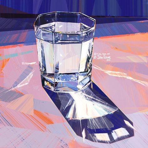 Light Reflection And Refraction, Reflection Drawing, Reflection And Refraction, Reflection Painting, Reflection Art, John Stones, Water Illustration, Procreate Ipad Art, Speed Painting