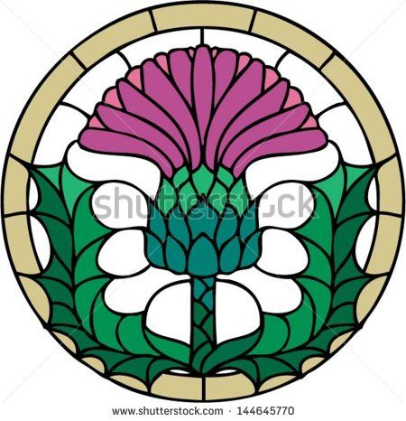 Vector Images, Illustrations and Cliparts: The thistle, the floral ... Symmetric Composition, Thistle Quilt, Celtic Stained Glass, Thistles Art, Stained Glass Patterns Free, Flower Symbol, Stained Glass Suncatchers, Stained Glass Flowers, Stained Glass Crafts