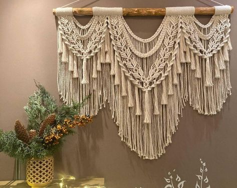 Large Wall Hanging Macrame, Macrame Photo Backdrop, Macrame Bed Headboard, Macrame Over Bed, Macrame Sign, Bed Tapestry, Macrame Wall Hanging Ideas, Macrame Mural, Extra Large Macrame Wall Hanging