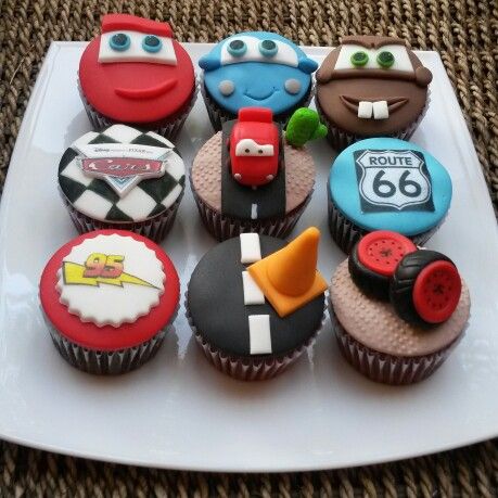 Disney Cars Cupcakes Disney Cars Cupcakes, Disney Cars Cake, Birthday Cupcakes Boy, Cars Cupcakes, Mcqueen Cake, Disney Cupcakes, Cars Birthday Cake, Disney Cars Party, Disney Cars Birthday