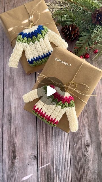 Mushyy on Instagram: "🧶FREE video tutorial available on my YouTube channel!(MUSHYY). Written instructions are available on Etsy shop (Mushyy Store). Links in bio⭐️ 

Create this adorable crochet sweater ornament, perfect for holiday decor, gift toppers, or just a fun seasonal project! 

🎄 This cute, versatile design is super easy to make and adds a cozy touch to any gift or tree.

📹 Written  instructions drop tomorrow on my Etsy Shop (Mushyy Store) at 2 PM Est. Link in bio⭐️
Use it as a gift topper, tree ornament, or even as a keychain!

#crochet#crochetersofinstagram #crochetinspiration #crochetlover #crochetlife #crocheteverything #handmadewithlove #giftideas #örgü #örgümodelleri #tejidos #tejidosacrochet #häckeln" Ornament Crochet, Gifts From The Heart, Keychain Crochet, Heart Flowers, Crocheting Ideas, Gift Toppers, Adorable Crochet, Knit Stitches, Crochet Lovers