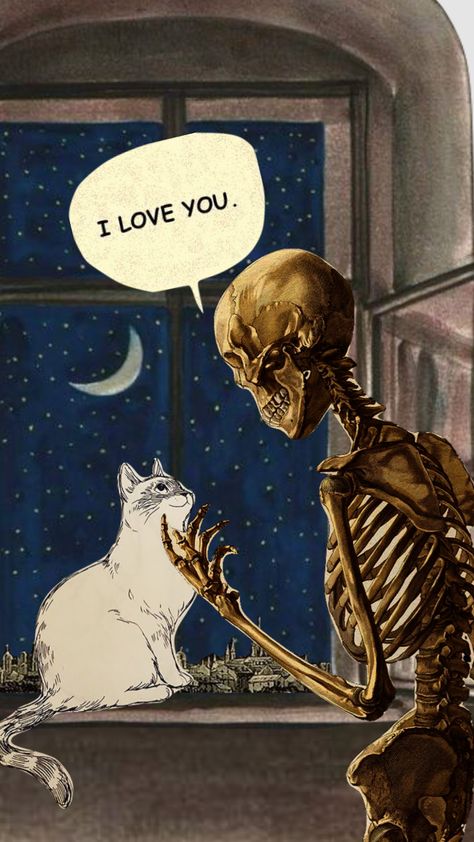 #cat #skeleton #moon Cat Skeleton, Skeleton Drawings, Joker Artwork, Ghost Tattoo, Cat Skull, Bone Art, Creative Drawing Prompts, Skeleton Art, Phone Wallpaper Patterns