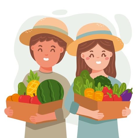 Support local farmers concept Free Vecto... | Free Vector #Freepik #freevector #business #company #information #support Woman Farmer, Farm Logo Design, Leaf Projects, Fruit Icons, Support Local Farmers, Paper Background Design, Farm Logo, Book Illustration Art, Magazines For Kids