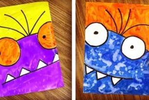 Super Close Up Monsters Kindergarten Art Lessons, Kindergarten Art Projects, Art Projects For Teens, Art Projects For Adults, Toddler Art Projects, Pastel Sec, Easy Art Projects, Elementary Art Projects, Homeschool Art