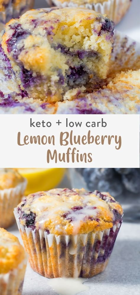 Keto Lemon Blueberry, Dessert Blueberry, Lemon Blueberry Muffins Recipe, Keto Blueberry Muffins, Gluten Free Blueberry Muffins, Blueberry Muffins Recipe, Keto Muffins, Low Carb Low Fat Recipes, Lemon Blueberry Muffins