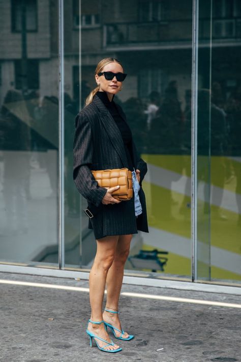 Milan Fashion Week Spring 2020, Caroline Daur, Pernille Teisbaek, Bottega Veneta Cassette, Fashion Week Spring 2020, Girl Boss Style, Plunge Dress, Popsugar Fashion, Looks Street Style