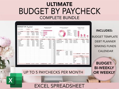 Excel Budget by Paycheck, Bi-weekly Budget, Paycheck Budget Template, Budget spreadsheet, Paycheck Budget Planner, Digital Budget, plannercommunity #printabledailyplanner #weeklymealplannerideas #personalizedteacherplanner Paycheck Budget Template, Budget Paycheck, Bi Weekly Budget, Debt Snowball Calculator, Budget By Paycheck, Excel Budget Spreadsheet, Budget Calendar, Budget Spreadsheet Template, Interactive Calendar