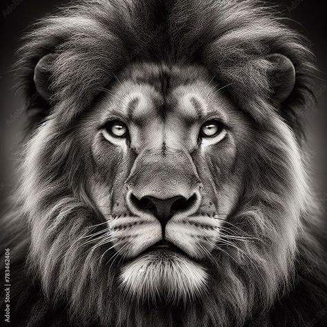 Lion Head Photography, Black And Grey Lion Tattoo, Andy Tattoo, Lion Black, Gorilla Tattoo, Beautiful Lion, Lion Tattoo Design, Male Lion, Horse Portrait