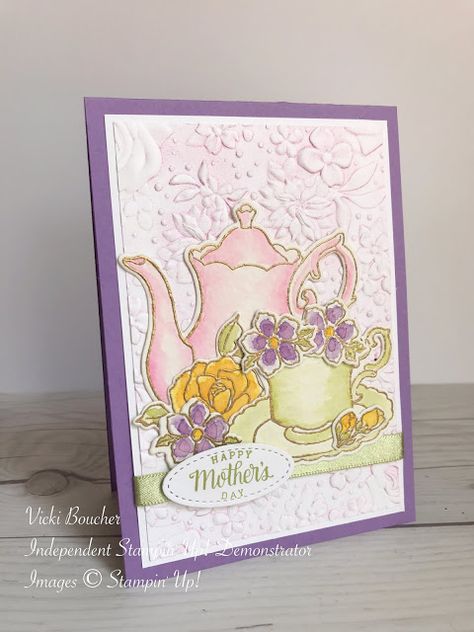 Tea Together Stampin Up Cards, Lisa Curcio, Tea Together, Tea Cup Card, Stampin Up Anleitung, Coffee Cards, Crumb Cake, Stamping Up Cards, Colour Combination