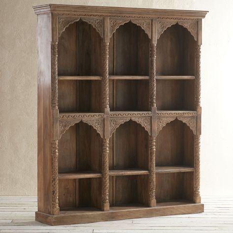 Jaipur Book Shelf | Wisteria British Colonial Furniture, Living Room Design Diy, Morocco Interior, Dream Building, Hand Carved Furniture, Painting Wooden Furniture, Colonial Furniture, Shabby Chic Living Room, Wooden Bookcase