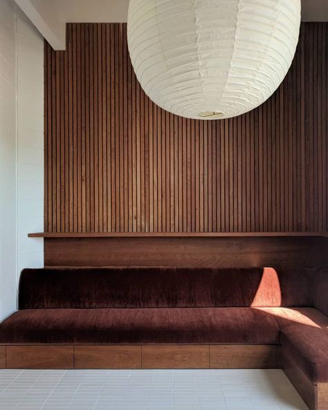 Noguchi Lamp, Heath Tile, Heath Ceramics, Banquette Seating, A Living Room, Residential Architecture, Banquette, Built Ins, Design Inspo