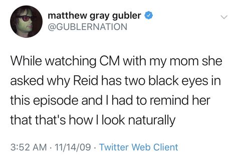 Spencer Reid Quotes Funny, Matthew Gray Gubler Book, Unsub Spencer Reid, Matthew Gray Gubler Tweets, Mgg Tweets, Spencer Reid Funny, Spencer Reid Fanart, Spencer Reid Quotes, Dr Reid