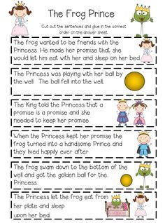 This is a worksheet from a literary analysis on the Princess and the Frog. This worksheet would help students understand the main idea of the book by reading key events that happened in the story and placing them in the correct chronological order. Fairy Tales Sequencing, Theater Activities, Sequencing Events, Fairy Tale Activities, Fairy Tales Unit, Fractured Fairy Tales, Reader's Theater, The Frog Prince, Sequencing Worksheets