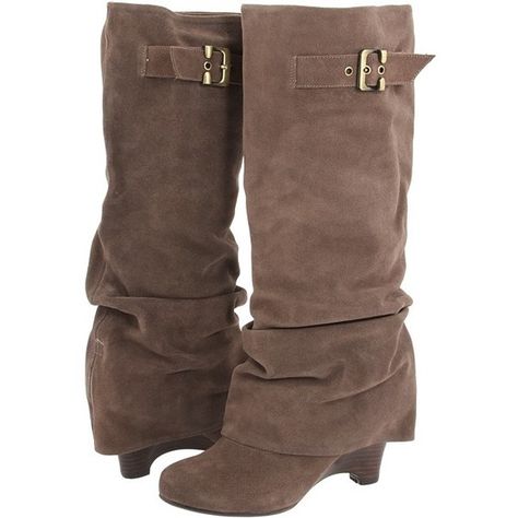 Solve the mystery of boring fashion with these bodacious boots ! Easy pull-on construction. Rich suede upper with ruched shaft. Strap and buckle accent at calf… Brown Heel Boots, Bobbies Shoes, Knee High Suede Boots, Monkey Boots, Monkey Shoes, Best Boots, Fold Over Boots, Hot Springs Arkansas, Boots For Fall