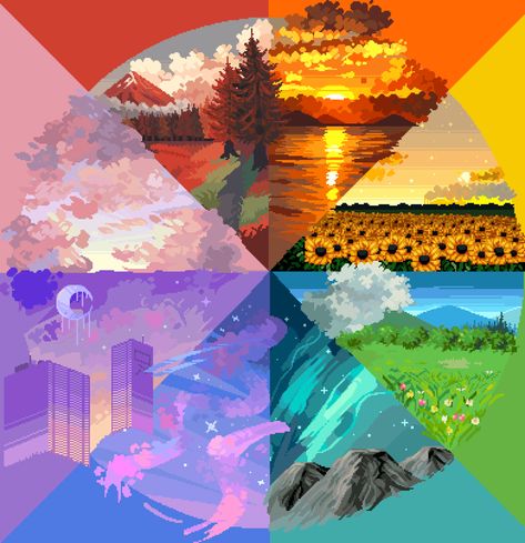 Color Wheel Art Challenge, Color Wheel Art, Pixel Color, The Color Wheel, Wheel Art, Pixel Art Games, Pixel Art Design, Color Wheel, Art Challenge