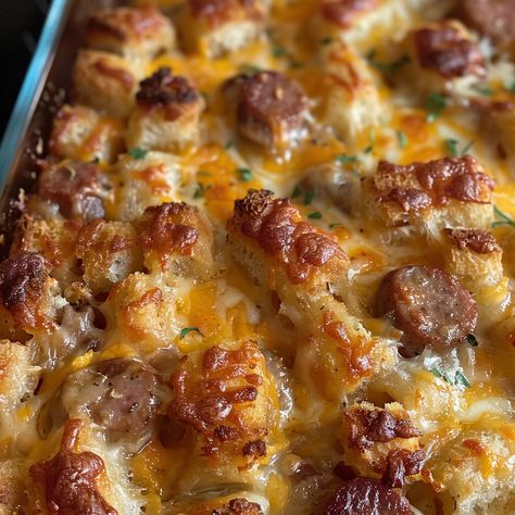 Egg Tater Tot Casserole, Tater Tot Sausage Breakfast Casserole, Tator Tot Breakfast, Brunch Egg Casserole, Hearty Breakfasts, Sausage Breakfast Casserole, Tater Tot Recipes, Breakfast Potato Casserole, Tater Tot Breakfast Casserole