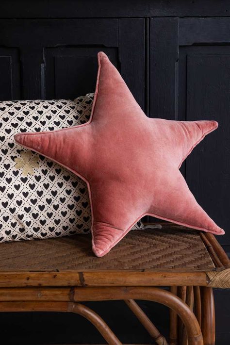 Vintage Pink Star Velvet Cushion Pink Velvet Cushion Living Rooms, Pink Velvet Cushion, Dusky Pink Velvet Pillows, Fairy Lights In Trees, Velvet Scatter Cushions, Pink Shag Pillow, Kitchen Accessories Storage, Heart Cushion, Star Cushion