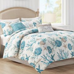 Sea Garden Escape Quilt Bedding Collection Coastal Bedroom Furniture, Beach Bedding, Coastal Bedrooms, Coastal Bedroom, King Comforter Sets, Madison Park, Queen Comforter Sets, Quilt Set, Pebble Beach