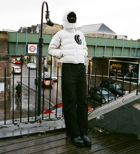 Corvidae on Instagram: "White Puffer, Black Friday only. Down quilted nylon puffer jacket Zip detachable hood Zip detachable arms Metal Asymmetrical zipper front closure Double front pockets and single zip interior pocket Elastic drawcord hem and hood Felt REMOVABLE Corvidae C logo £150/€180/$200 Worldwide shipping" White Puffer Jacket Outfit, Puffer Jacket Outfit Men, White Jacket Outfit, Nike Tech Fleece Tracksuit, Zipper Outfit, Puffer Outfit, Y2k Outfits Men, Outfits Men Streetwear, White Puffer Jacket