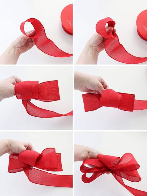 Learn how to make a bow with ribbon! These 12 tutorials are easy to follow and teach you new bow making skills. Use them for gift wrapping, wreaths, tree toppers, and more. Make Easy Bows With Ribbon, Four Loop Bow How To Make, Diy Bow With Wired Ribbon, Making A Hair Bow With Ribbon, How To Tie Fancy Bows, How To Make A Bow Out Of Wired Ribbon, Diy Bow Out Of Ribbon, How To Tie A Big Christmas Bow, Tie A Bow With Wired Ribbon