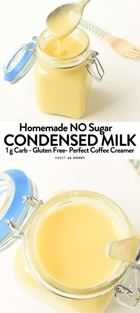 Sweetashoney.co - RECIPE: https://www.sweetashoney.co/keto-condensed-milk/ Make your own Keto Condensed Milk at home with only 5 ingredients, no sugar, and recreate your favorite keto desserts, ice cream, and more! | Facebook Keto Condensed Milk, Desserts Ice Cream, Couples Recipes, Keto Pumpkin Pie, Keto Desserts, Coffee Creamer, No Sugar, Condensed Milk, Keto Dessert