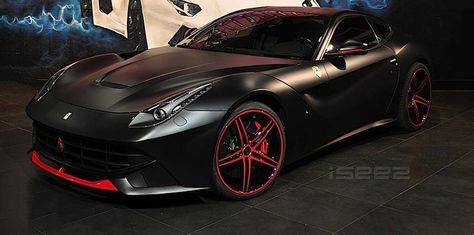 Black And Red Ferrari, Black And Red Sports Car, Red And Black Car Interior Aesthetic, Black Corvette, Matte Black Cars, Cars Ferrari, Red Sports Car, Nascar Cars, Vehicle Wrap