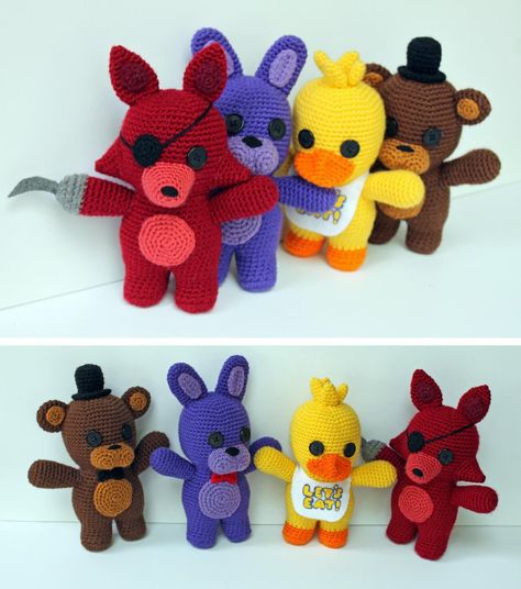 Crochet Five Nights At Freddys, Geeky Crochet Patterns, Fnaf Crafts, Kawaii Crochet, Fun Crochet Projects, Diy Crochet Projects, Crochet For Beginners, Doll Pattern, Crochet Dolls