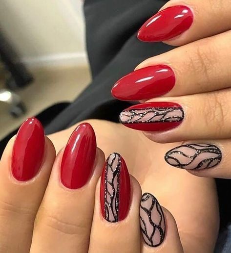 Nail Ideas To Go With A Red Dress, Stylish Nails Red, Elegant Red Nails, Shiny Nails Designs, Collar Dresses, Shiny Nails, Black Nail, Trendy Nail Art, Elegant Nails