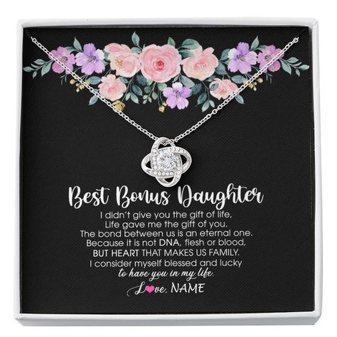 Family Sayings, Bonus Daughter, Bonus Mom, Daughter Jewelry, Step Daughter, Daughter Necklace, Jewelry Birthday, Necklaces For Women, Message Card