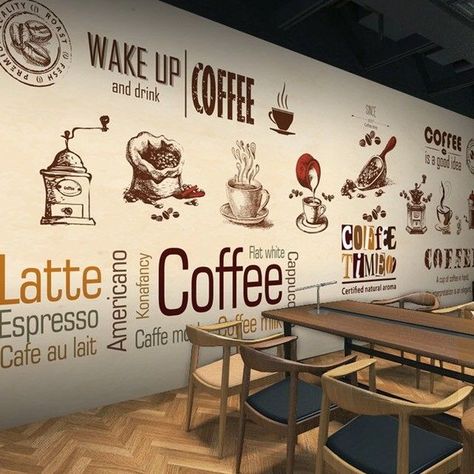 Space Environment, Wooden Wallpaper, Mural Cafe, Tea Restaurant, Cheap Wallpaper, Cafe Wall Art, Vintage Menu, 3d Wall Murals, Bathroom Installation