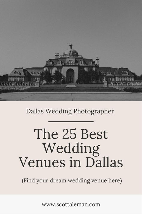 Find your dream wedding venue in Dallas right here with the top 25 wedding venues.  On this list, you will find a comprehensive guide on what these wedding venues in Dallas truly have to offer.  Also, what makes them so special and the amenities included.  #dallasweddingvenue #dallasweddingvenues #dallasweddingphotographer Dream Wedding Aesthetic, Simple Wedding Venues, Wedding Venue Dallas, Dallas Wedding Venues, Dfw Wedding, Wedding Vision, Best Wedding Venues, Dallas Wedding, Outdoor Settings