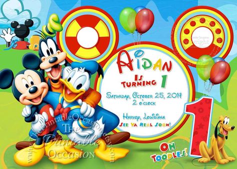 Mickey Mouse Clubhouse Invitations, Invitation Mickey Mouse, Mickey Invitations, Mickey Mouse Printables, Mickey Mouse Birthday Party Ideas, Picture Invitations, Mickey Mouse Birthday Invitations, Mickey Clubhouse, Mickey Mouse Invitation