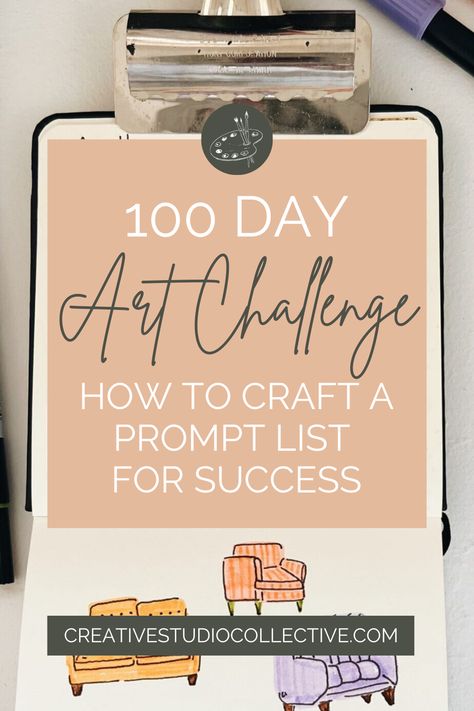 Are you considering embarking on the exciting journey of a 100-day art challenge? The thought of creating something new every day for an extended period can be both thrilling and daunting. One helpful step to eliminate the overwhelm of this challenge is coming up with a list of what you want to draw or create for each day. In this blog post, we’ll explore how to curate a list that keeps you inspired and motivated throughout your artistic marathon. Read it no! 30 Day Art Improvement Challenge, Creative Writing Challenge 30 Day, Monthly Art Challenge 30 Day, 30 Day Art Challenge October, 100 Day Art Challenge, Graphic Design 30 Day Challenge, Day Art Challenge, Tips For Artists, Prompt List