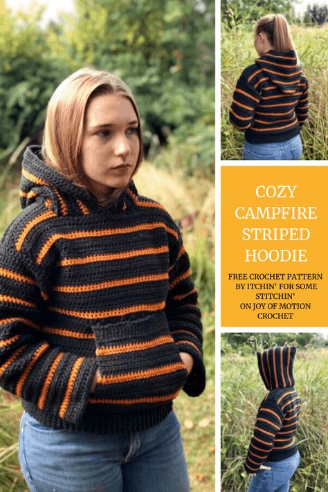 Knit Garments, Pullover Crochet, Cozy Campfire, Crochet Hoodie, Fall Pullover, Cozy Crochet Patterns, Mode Crochet, Cozy Crochet, Hoodie Pattern