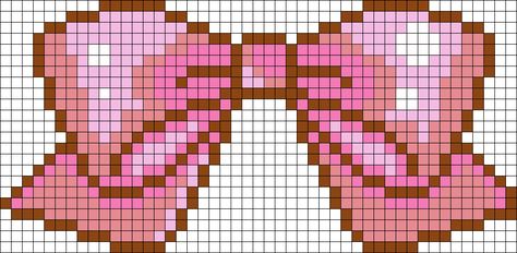 Noeud rose Kawaii Fuse Bead Patterns, Bow Perler Bead Patterns, Pink Perler Bead Patterns, Bow Pixel Art, Pink Bowtie, Kawaii Cross Stitch, Kandi Cuffs, Simple Bow, Melty Bead Patterns