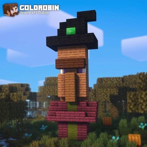 Minecraft Halloween Ideas, Witch Statue, Garden Minecraft, Houses Inspiration, Minecraft Decor, Minecraft Building Guide, Minecraft Idea, Minecraft Statues, Minecraft Decoration