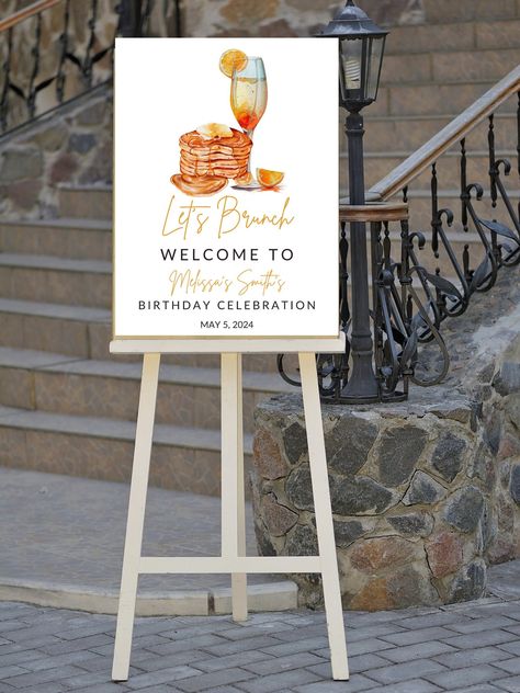 Brunch Sign Ideas, Bridal Entrance, Brunch Sign, Welcome Sign Birthday, Brunch Event, Christian Birthday, Small Business Plan, Catering Business, Birthday Brunch