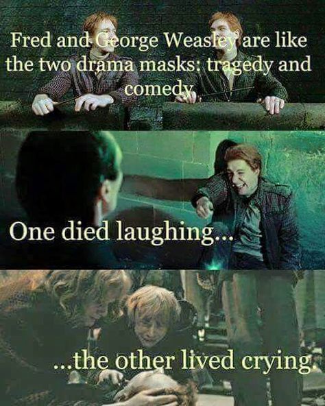 Cries till im dead from drowning in my own tears. Harry Potter Humor, Harry Potter Stuff, Fred And George, Citate Harry Potter, Glume Harry Potter, Funny Harry Potter Jokes, Harry Potter Memes Hilarious, Harry Potter Feels, Harry Potter Puns