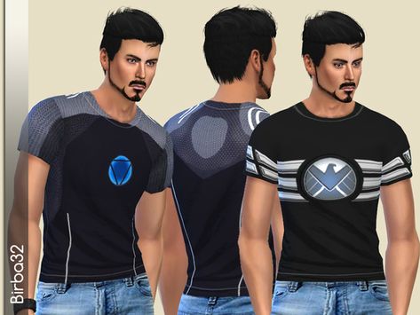 Sims 4 Male Clothes, Avengers Shirt, Hippie Jeans, Spiderman Shirt, Sims Baby, Avengers Logo, Marvel Clothes, Sims 4 Clothing, Sims Mods