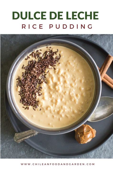 Dulce de Leche Rice Pudding - Pilar's Chilean Food & Garden Chilean Food, Chilean Recipes, Quick Dessert, American Recipes, How To Cook Rice, Rice Pudding, Quick Desserts, Food Garden, Pudding Recipes