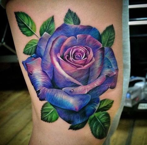 Holy Grail Tattoo, Purple Rose Tattoos, Revelation Tattoo, Watercolor Rose Tattoos, Backpiece Tattoo, Rose Drawing Tattoo, Rose Tattoo Sleeve, Blue Rose Tattoos, Studio Tattoo