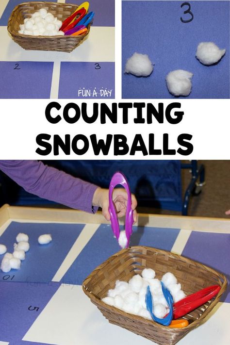 A super simple preschool winter math activity! It's easy to setup and keeps the kids engaged during center time. Let the kids work on their counting and number identification skills during a winter theme. Preschool Winter Math Activities, Preschool Winter Math, Winter Activities For Toddlers, Winter Lesson Plan, Winter Math Activities, Winter Theme Preschool, Decomposing Numbers, January Activities, Preschool Winter