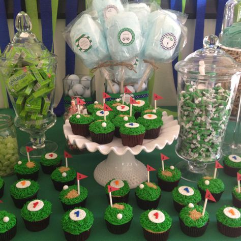 Hole In One First Birthday Cupcakes, Hole In One Cupcakes, 1st Birthday Hole In One, Bday Desserts, Hole In One First Birthday, Golf Cupcakes, Golf First Birthday, First Bday, First Birthday Cupcakes