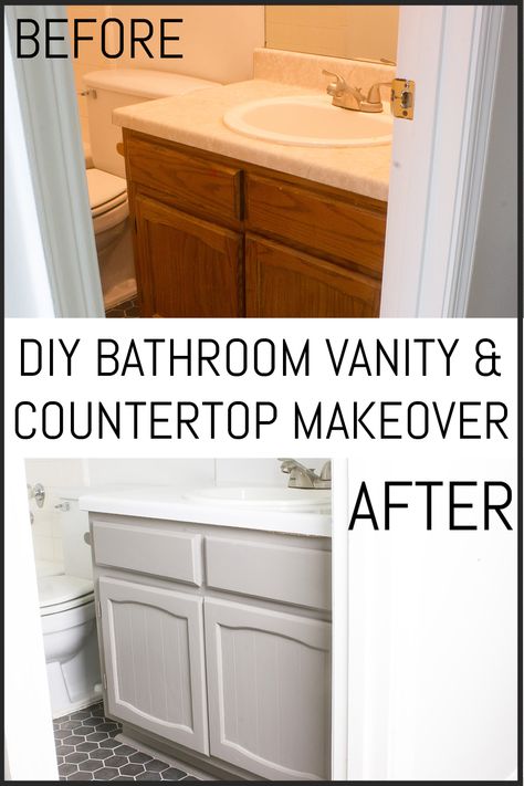 Diy Bathroom Vanity Makeover, Countertop Makeover, Vanity Makeover, Diy Bathroom Makeover, Bathroom Vanity Makeover, Diy Bathroom Vanity, Budget Bathroom Remodel, Cheap Bathrooms, Dekor Diy