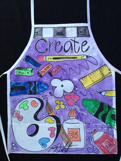 Hand Painted Adult Art Apron by Paula's Palette.  by PaulaPalette Home Depot Apron, Customised Aprons, Art Apron, Teacher Apron, Painting Apron, Artist Apron, Craft Apron, Hand Painted Fabric, Painted Tote