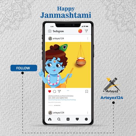 Janmashtami Creative Post, Janmashtami Creative Ads, Janmashtami Creative, Holiday Ads, Outdoor Marketing, Janmashtami Wishes, Inspiration Designs, Festival Post, Digital Advertising Design