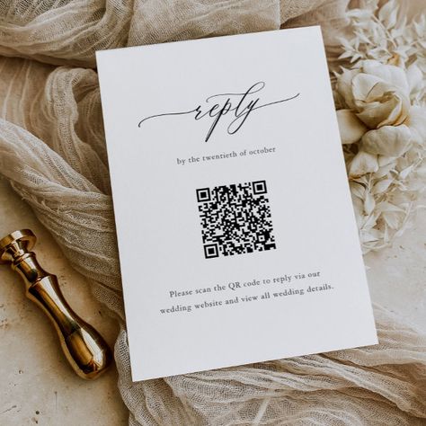 Elegant Simple Calligraphy Wedding QR Code RSVP Card Rsvp Wedding Cards Wording, Rsvp Qr Code, Wedding Qr Code, Simple Calligraphy, Rsvp Wedding, Wedding Rsvp Cards, Calligraphy Wedding, Rsvp Wedding Cards, Wedding Calligraphy